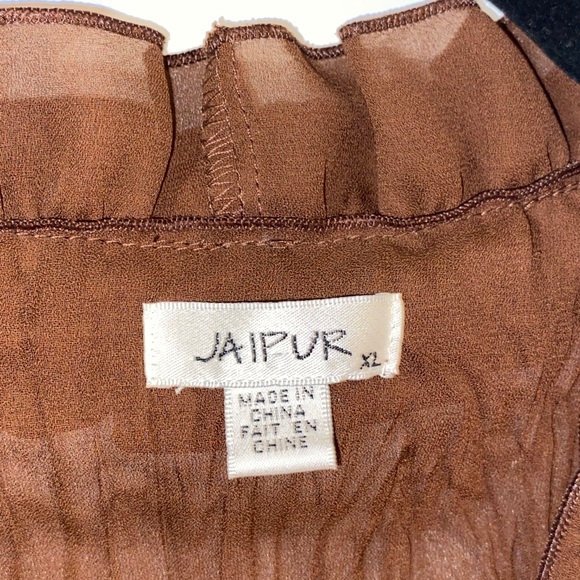 Brown Ruffle Front Blouse - Picture 3 of 4